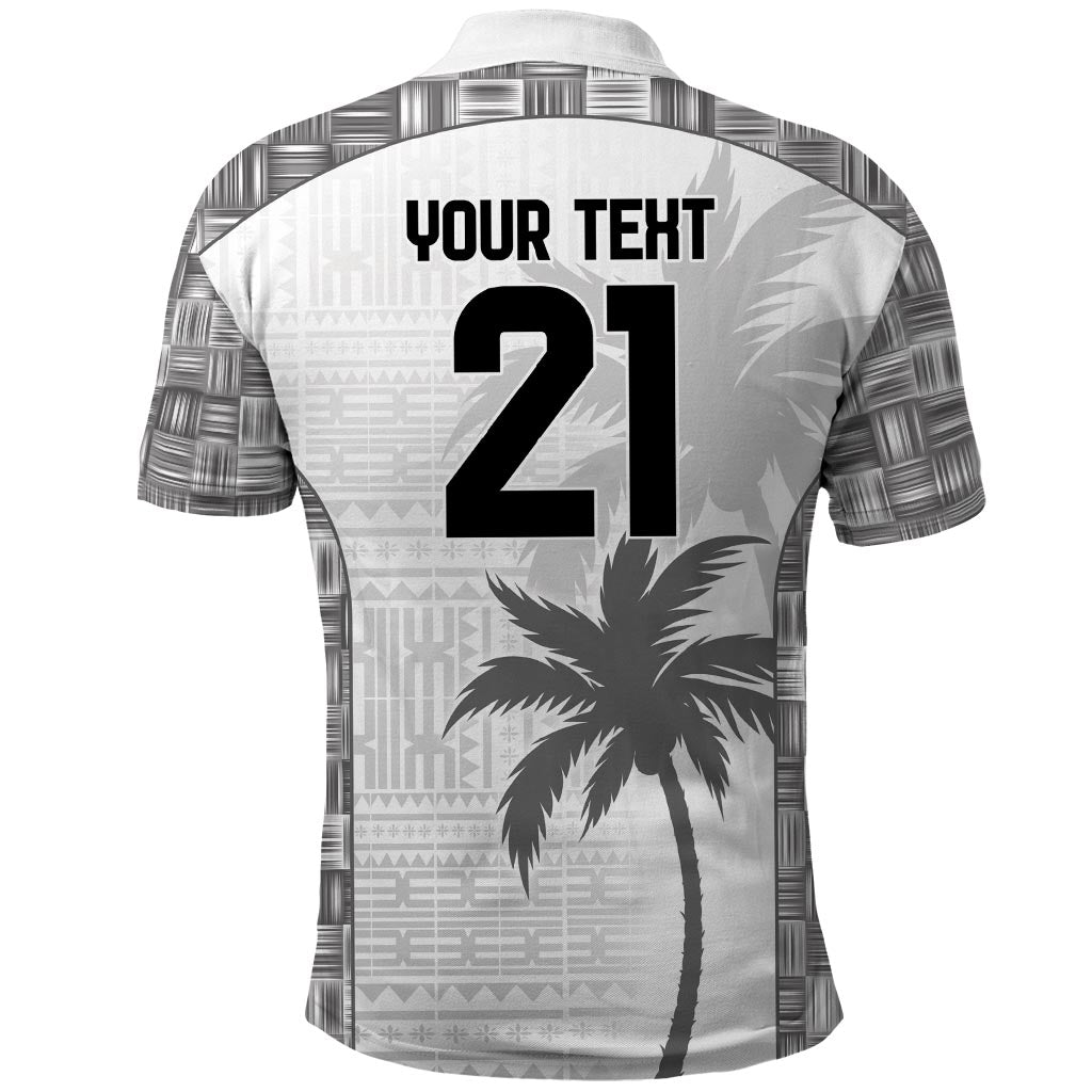 Custom Fiji Rugby Polo Shirt History Champions World Cup 7s - White LT9 - Polynesian Pride