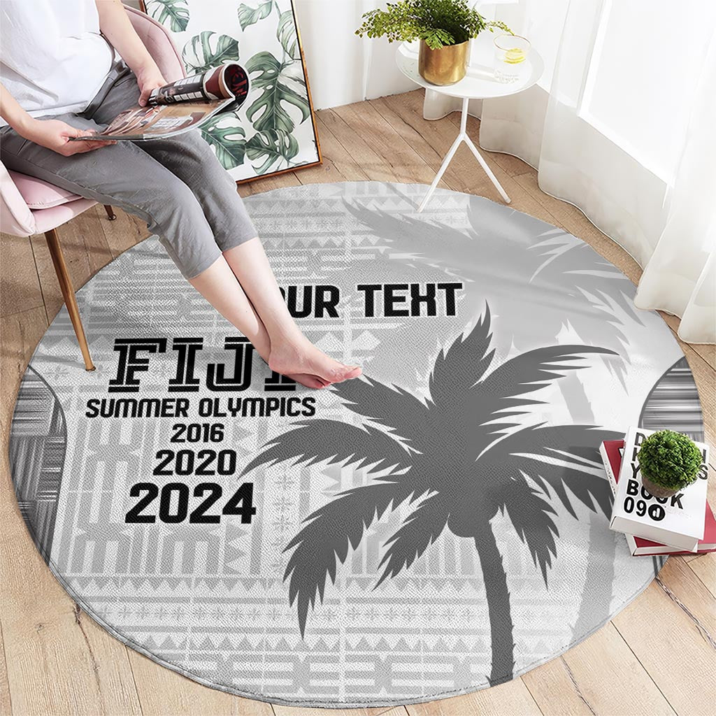 Custom Fiji Rugby Round Carpet History Champions World Cup 7s - White LT9 - Polynesian Pride