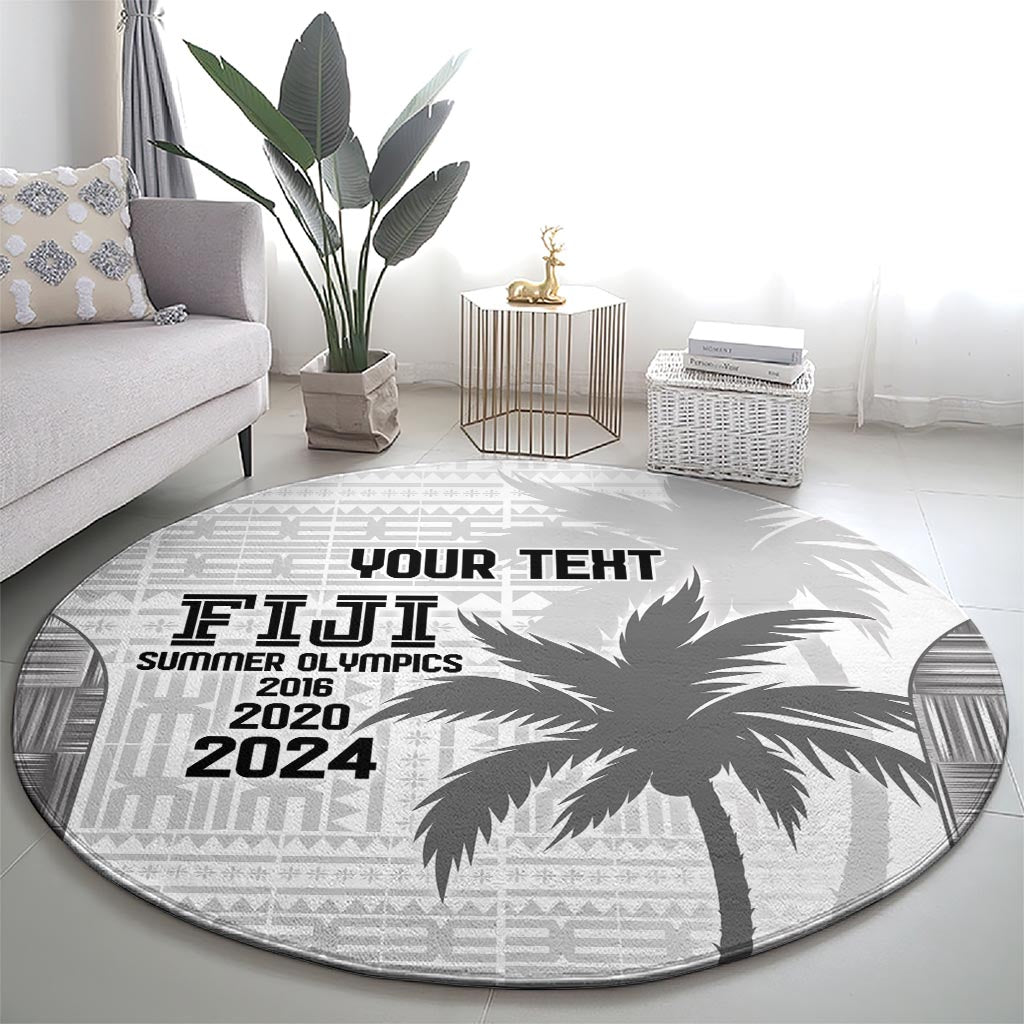 Custom Fiji Rugby Round Carpet History Champions World Cup 7s - White LT9 - Polynesian Pride