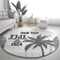 Custom Fiji Rugby Round Carpet History Champions World Cup 7s - White LT9 - Polynesian Pride