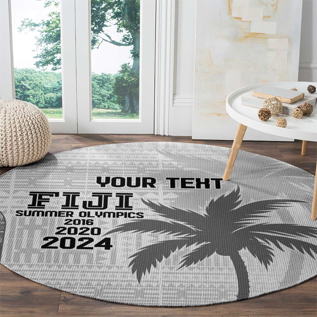 Custom Fiji Rugby Round Carpet History Champions World Cup 7s - White LT9 - Polynesian Pride
