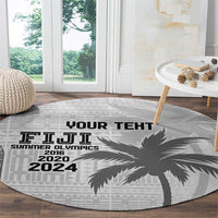 Custom Fiji Rugby Round Carpet History Champions World Cup 7s - White LT9 - Polynesian Pride