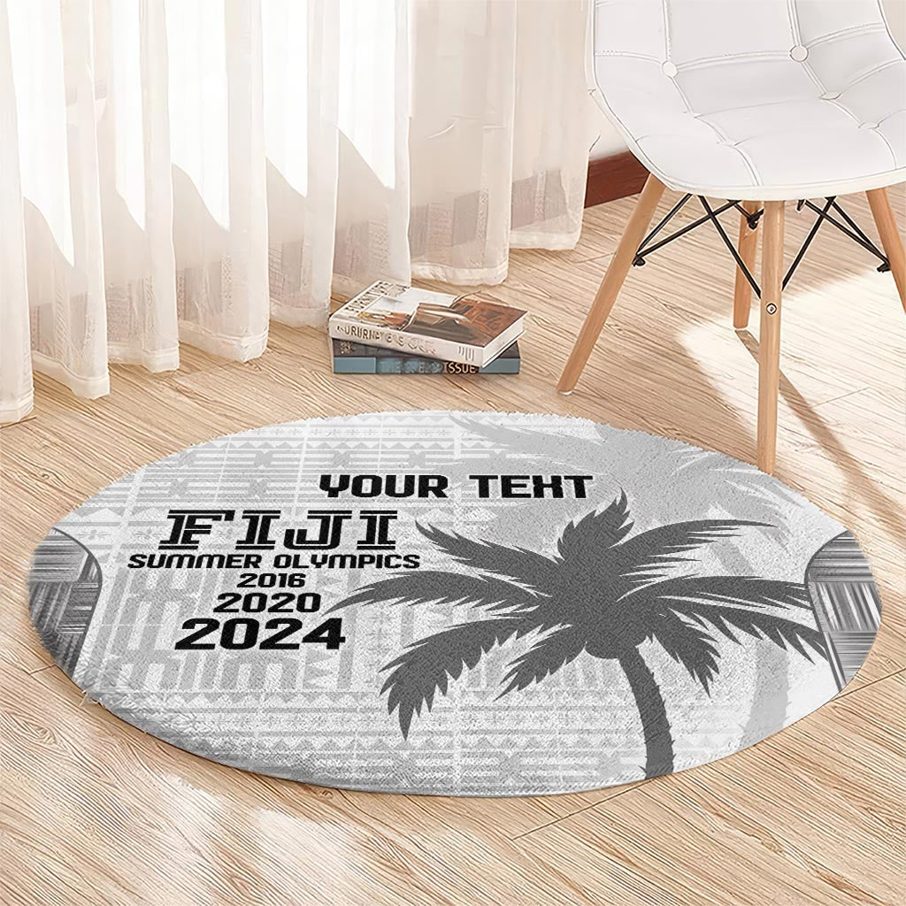 Custom Fiji Rugby Round Carpet History Champions World Cup 7s - White LT9 - Polynesian Pride