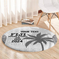 Custom Fiji Rugby Round Carpet History Champions World Cup 7s - White LT9 - Polynesian Pride