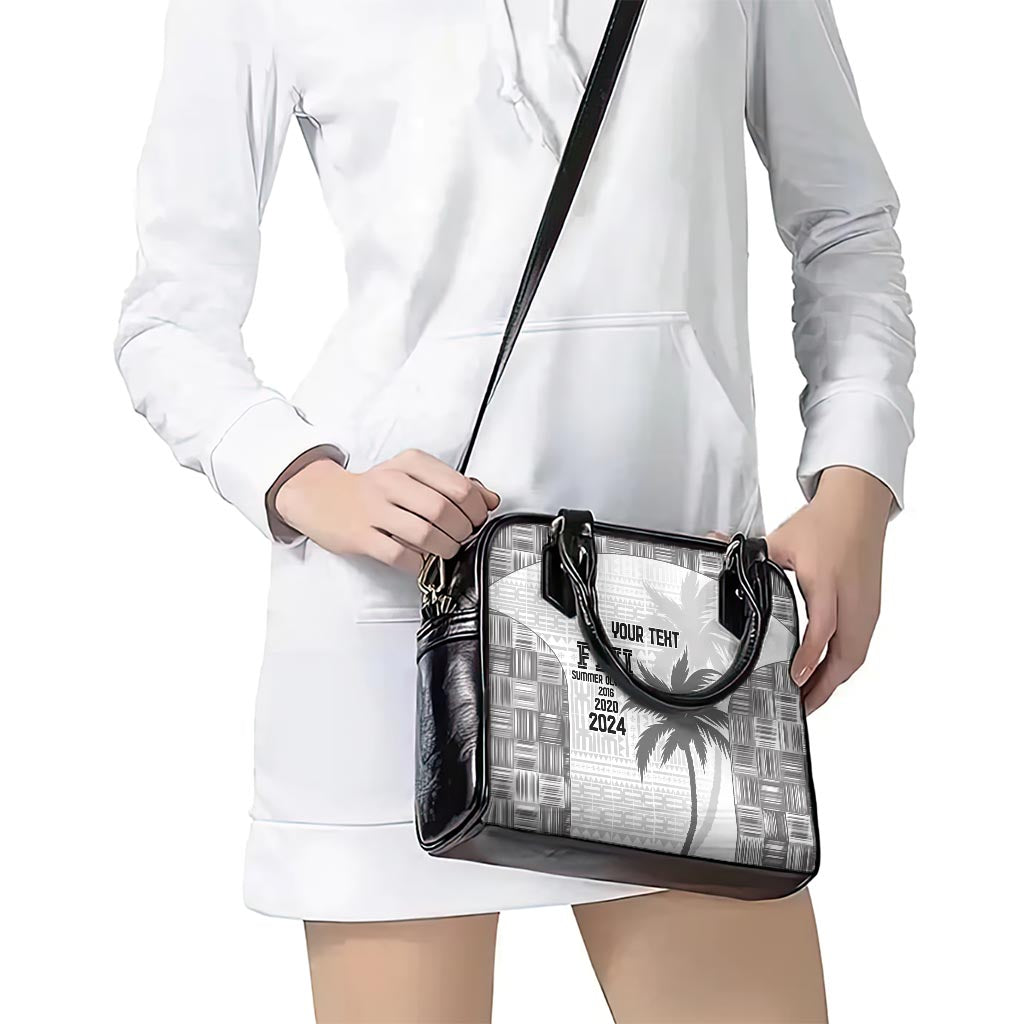 Custom Fiji Rugby Shoulder Handbag History Champions World Cup 7s - White LT9 - Polynesian Pride