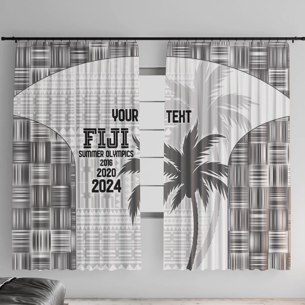 Custom Fiji Rugby Window Curtain History Champions World Cup 7s - White LT9 With Hooks White - Polynesian Pride