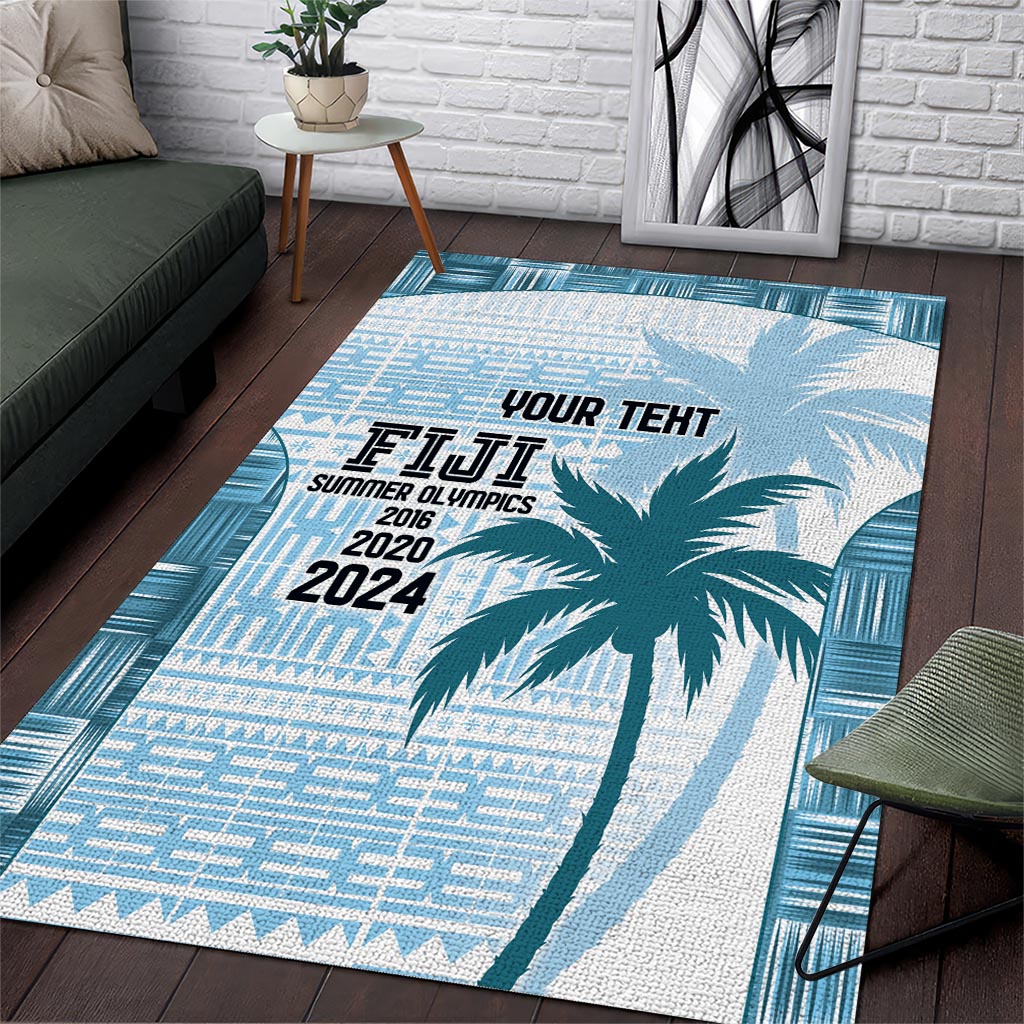 Custom Fiji Rugby Area Rug History Champions World Cup 7s - Bllue LT9 Blue - Polynesian Pride