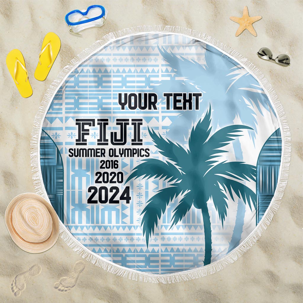 Custom Fiji Rugby Beach Blanket History Champions World Cup 7s - Bllue LT9 One Size 150cm Blue - Polynesian Pride