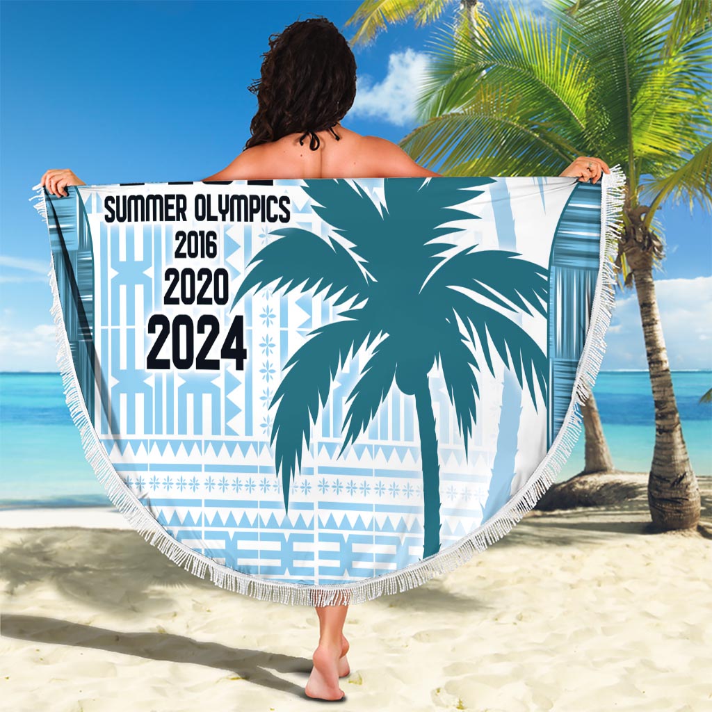 Custom Fiji Rugby Beach Blanket History Champions World Cup 7s - Bllue LT9 - Polynesian Pride