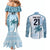 Custom Fiji Rugby Couples Matching Mermaid Dress and Long Sleeve Button Shirt History Champions World Cup 7s - Bllue