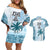 Custom Fiji Rugby Couples Matching Off Shoulder Short Dress and Hawaiian Shirt History Champions World Cup 7s - Bllue