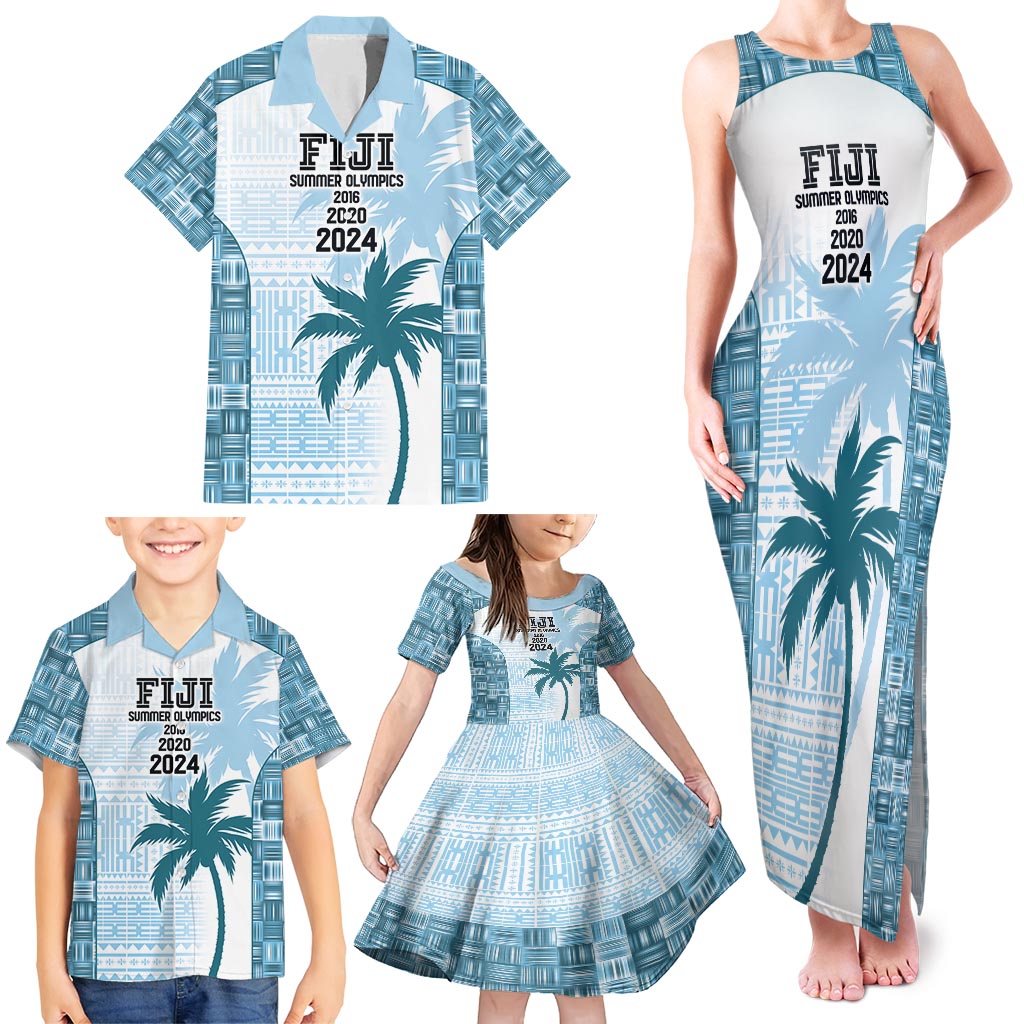 Custom Fiji Rugby Family Matching Tank Maxi Dress and Hawaiian Shirt History Champions World Cup 7s - Bllue