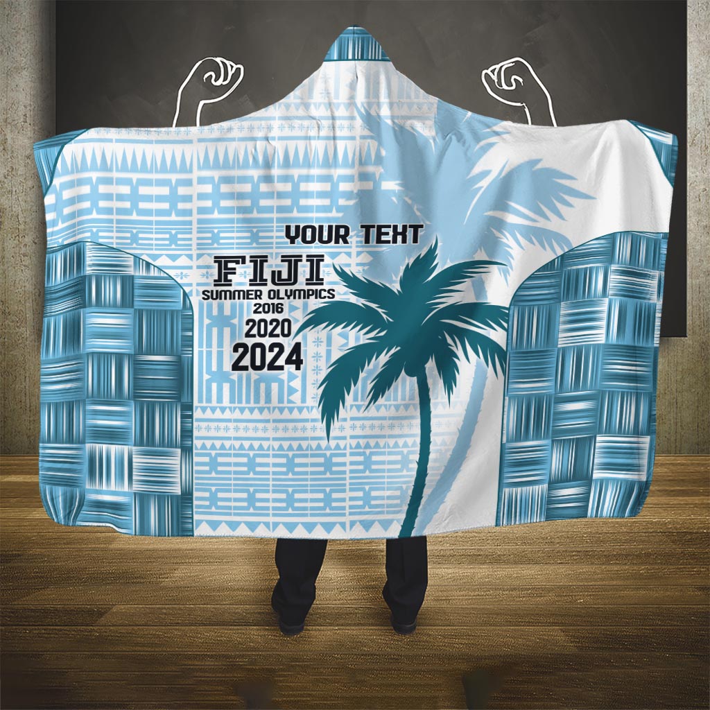 Custom Fiji Rugby Hooded Blanket History Champions World Cup 7s - Bllue LT9 - Polynesian Pride