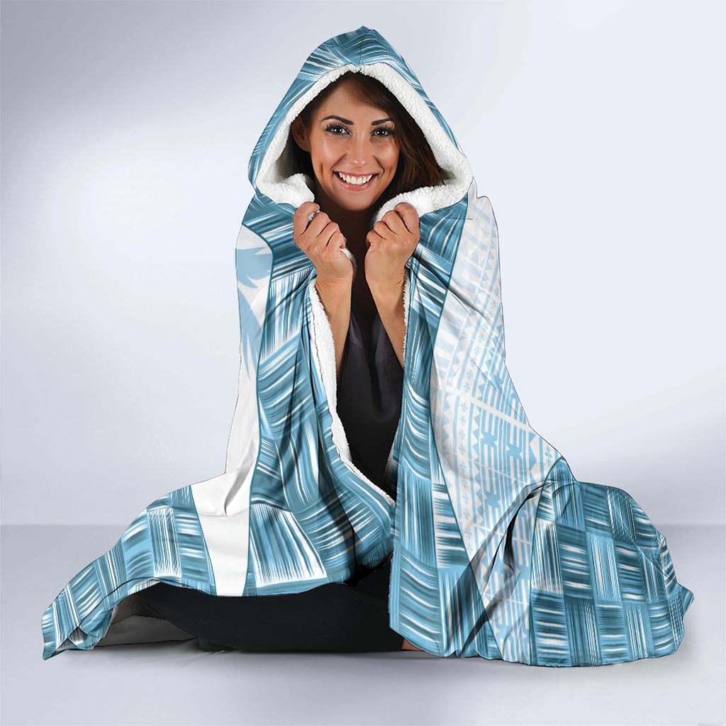 Custom Fiji Rugby Hooded Blanket History Champions World Cup 7s - Bllue LT9 - Polynesian Pride