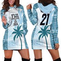 Custom Fiji Rugby Hoodie Dress History Champions World Cup 7s - Bllue LT9 - Polynesian Pride