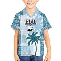 Custom Fiji Rugby Kid Hawaiian Shirt History Champions World Cup 7s - Bllue LT9 Kid Blue - Polynesian Pride
