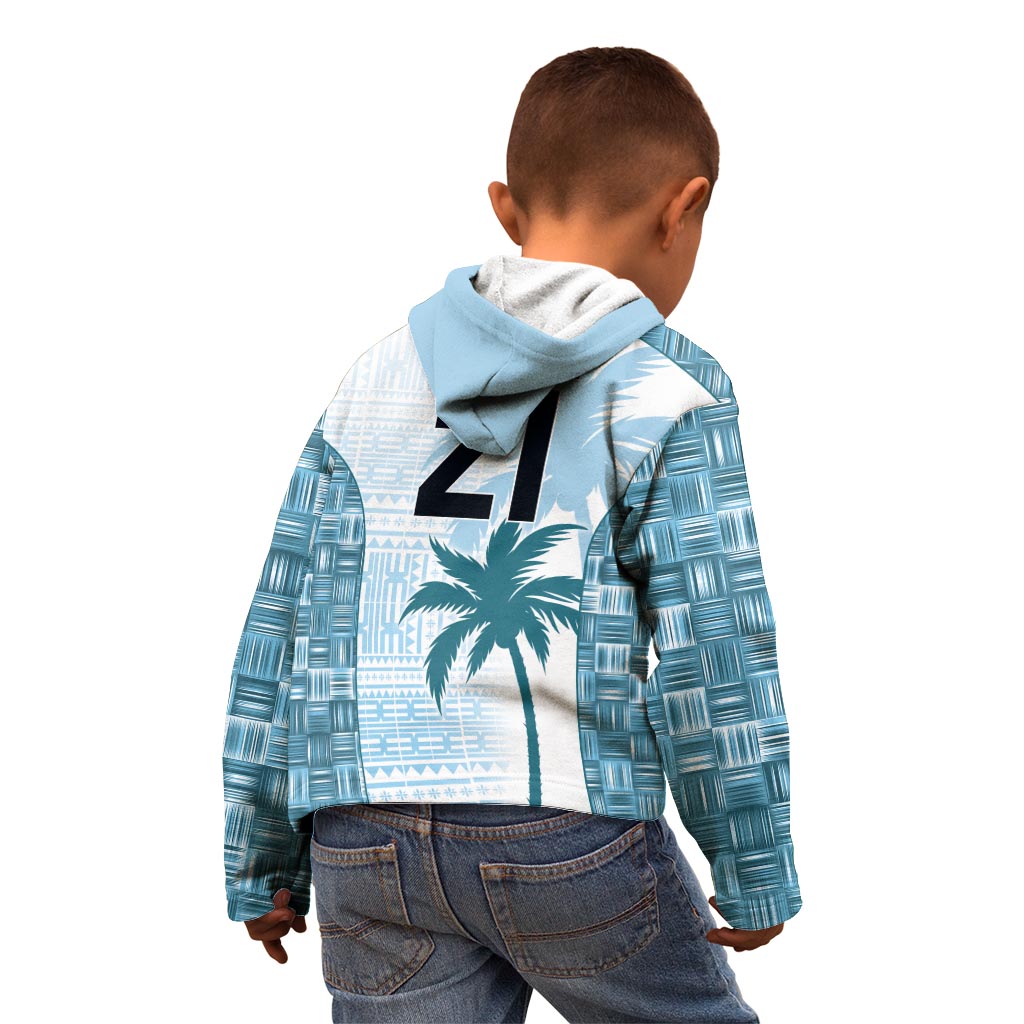Custom Fiji Rugby Kid Hoodie History Champions World Cup 7s - Bllue LT9 - Polynesian Pride