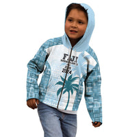 Custom Fiji Rugby Kid Hoodie History Champions World Cup 7s - Bllue LT9 - Polynesian Pride