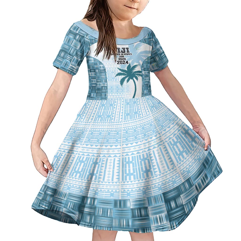 Custom Fiji Rugby Kid Short Sleeve Dress History Champions World Cup 7s - Bllue