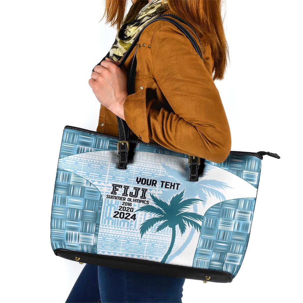 Custom Fiji Rugby Leather Tote Bag History Champions World Cup 7s - Bllue LT9 Blue - Polynesian Pride