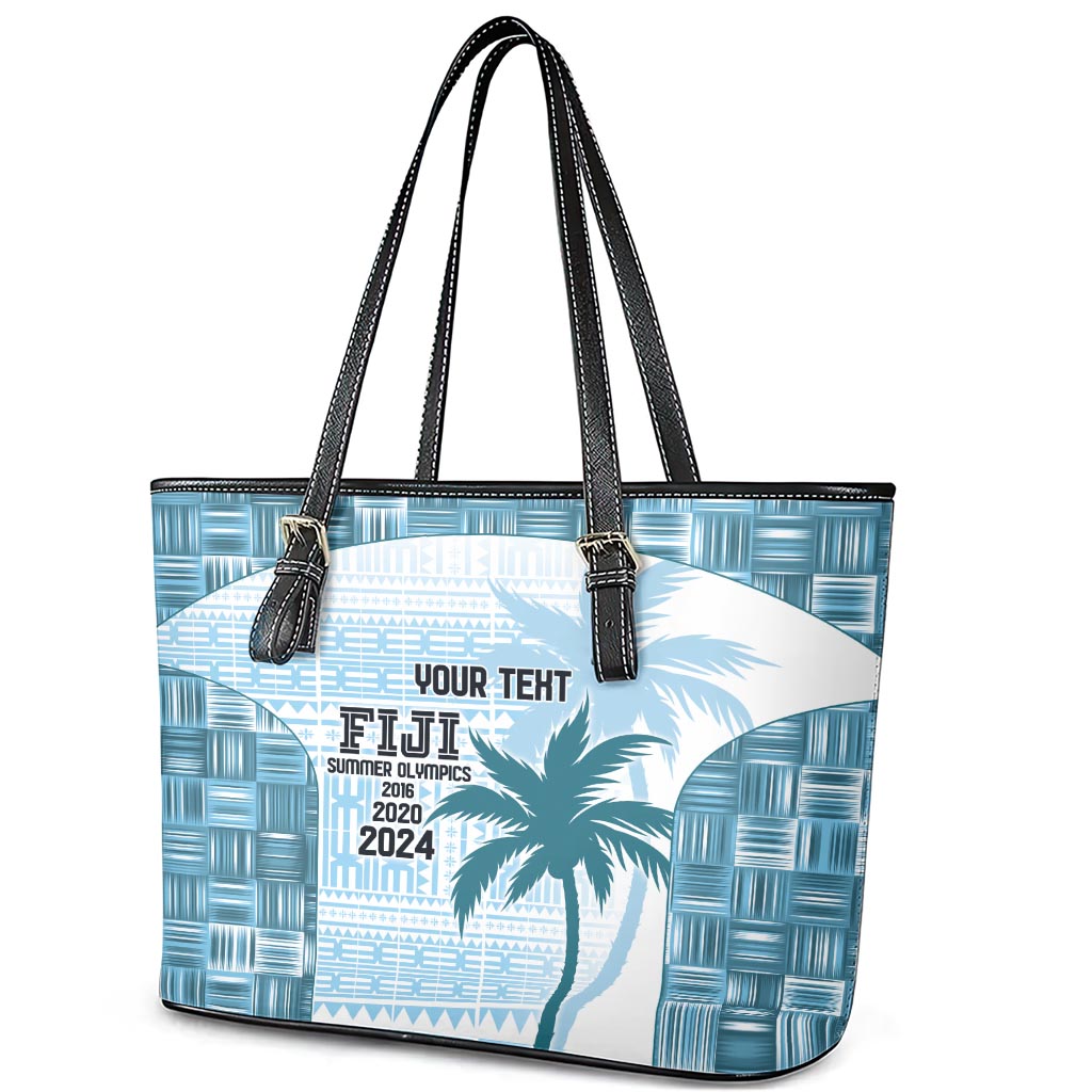 Custom Fiji Rugby Leather Tote Bag History Champions World Cup 7s - Bllue LT9 - Polynesian Pride
