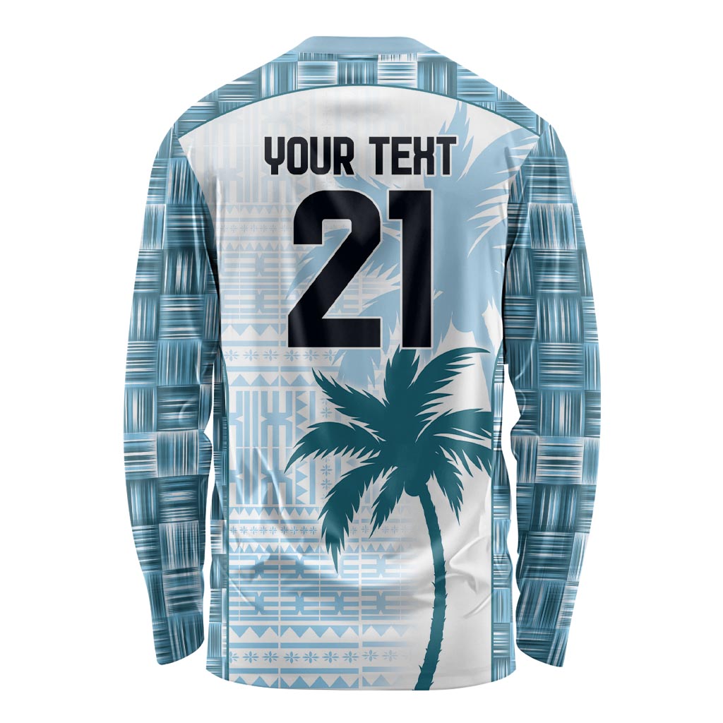 Custom Fiji Rugby Long Sleeve Shirt History Champions World Cup 7s - Bllue LT9 - Polynesian Pride