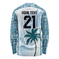 Custom Fiji Rugby Long Sleeve Shirt History Champions World Cup 7s - Bllue LT9 - Polynesian Pride