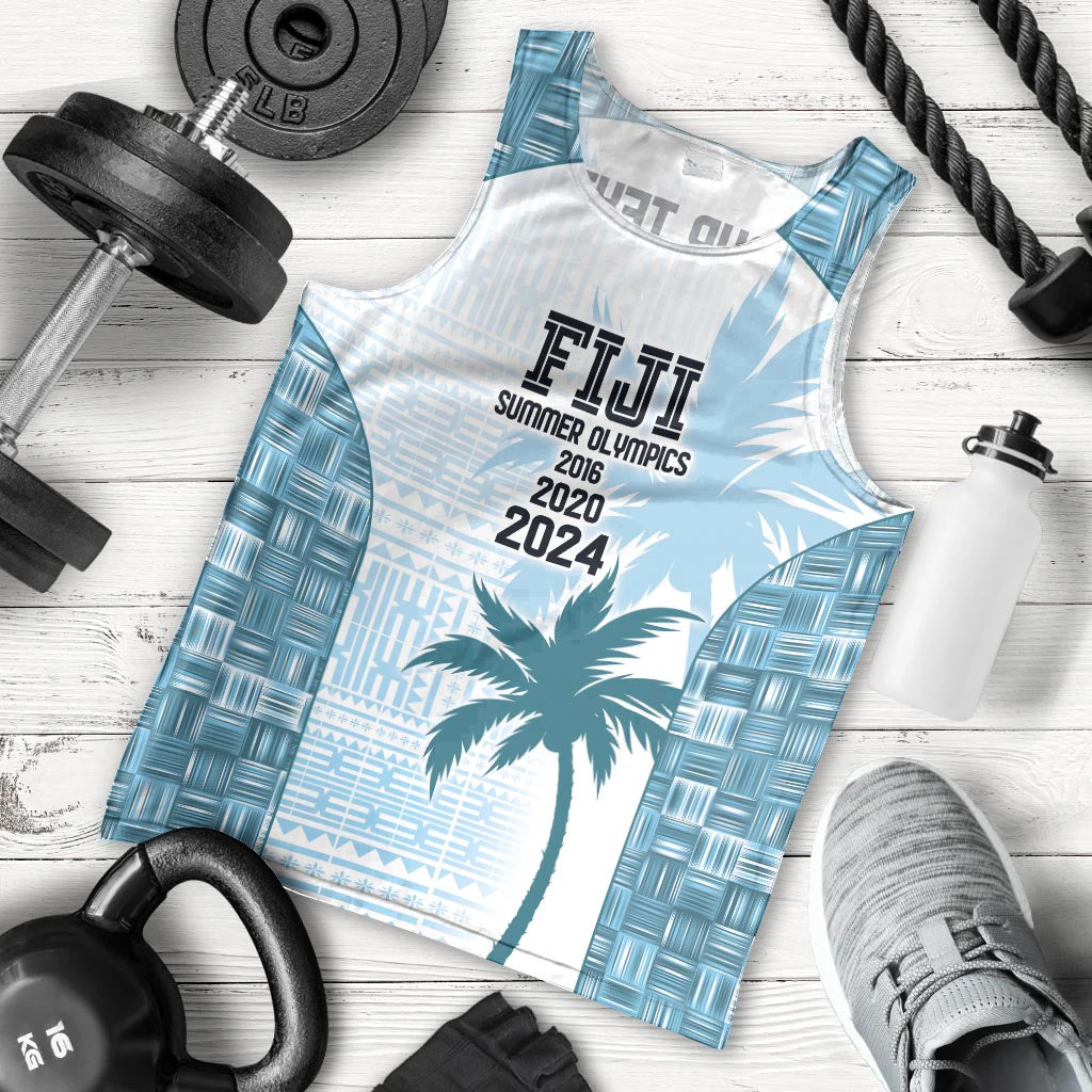 Custom Fiji Rugby Men Tank Top History Champions World Cup 7s - Bllue LT9 - Polynesian Pride