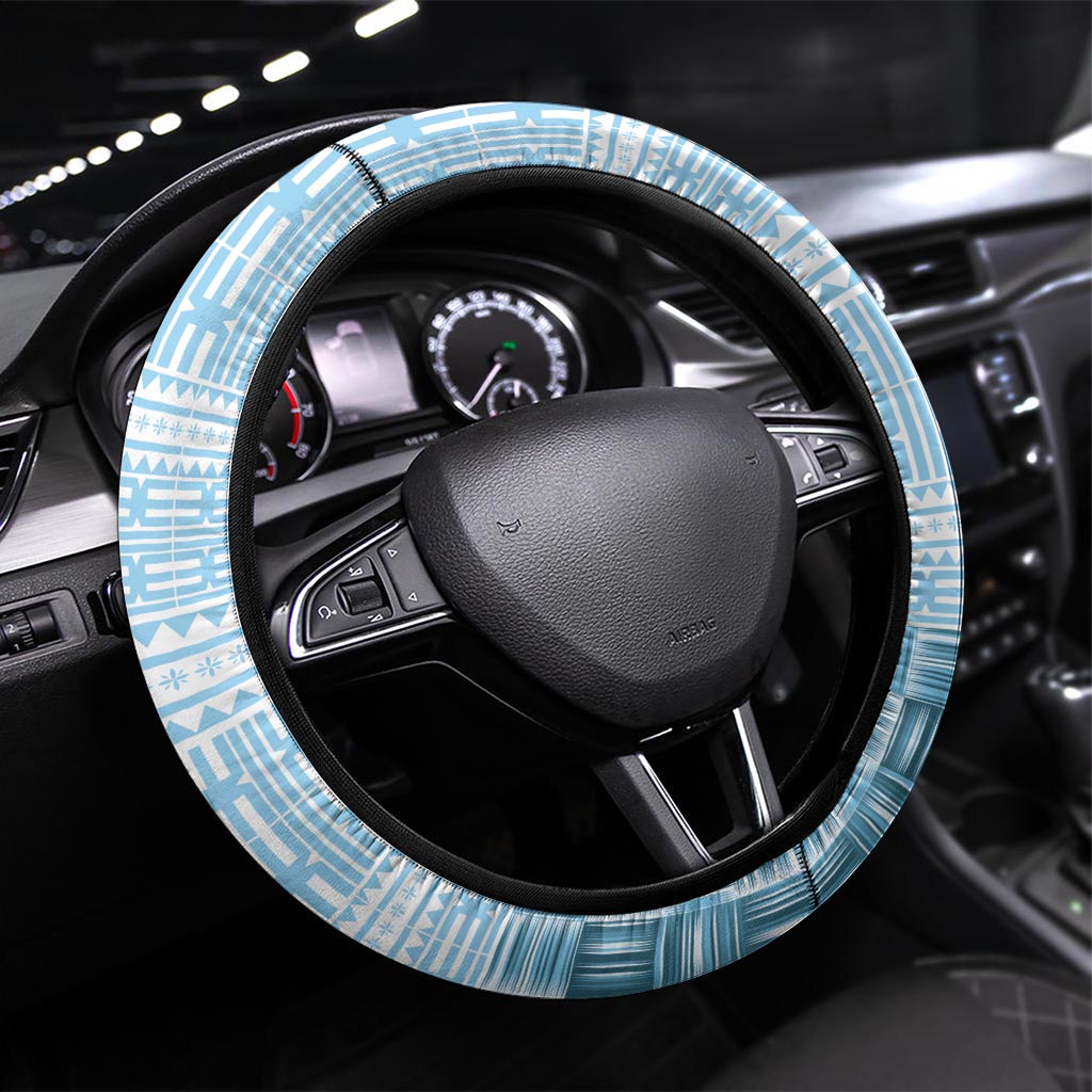 Fiji Rugby Steering Wheel Cover History Champions World Cup 7s - Bllue LT9 Universal Fit Blue - Polynesian Pride