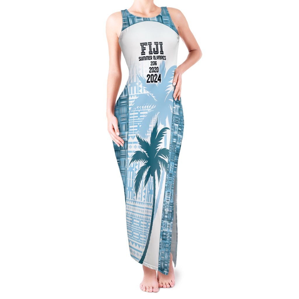 Custom Fiji Rugby Tank Maxi Dress History Champions World Cup 7s - Bllue LT9 Women Blue - Polynesian Pride