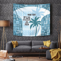 Custom Fiji Rugby Tapestry History Champions World Cup 7s - Bllue LT9 - Polynesian Pride
