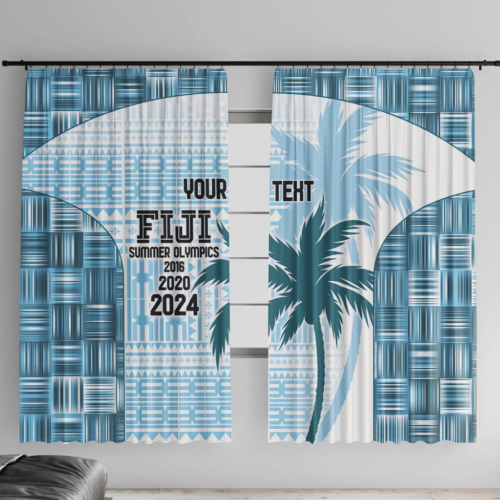 Custom Fiji Rugby Window Curtain History Champions World Cup 7s - Bllue LT9 With Hooks Blue - Polynesian Pride