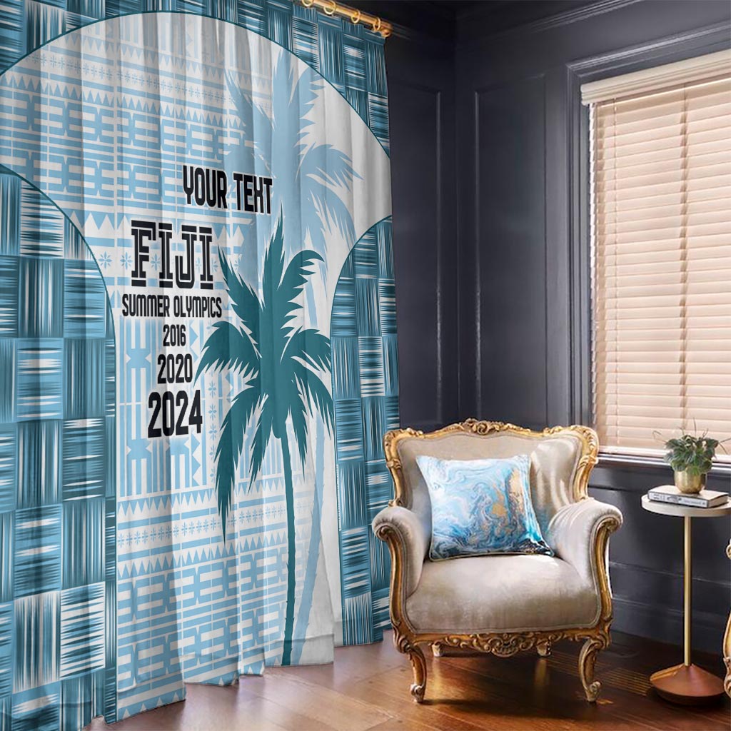 Custom Fiji Rugby Window Curtain History Champions World Cup 7s - Bllue LT9 - Polynesian Pride