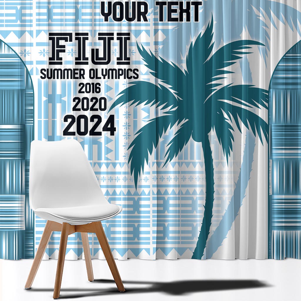 Custom Fiji Rugby Window Curtain History Champions World Cup 7s - Bllue LT9 - Polynesian Pride