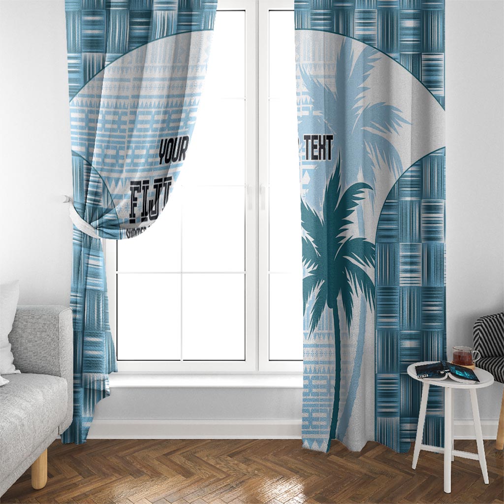 Custom Fiji Rugby Window Curtain History Champions World Cup 7s - Bllue LT9 - Polynesian Pride