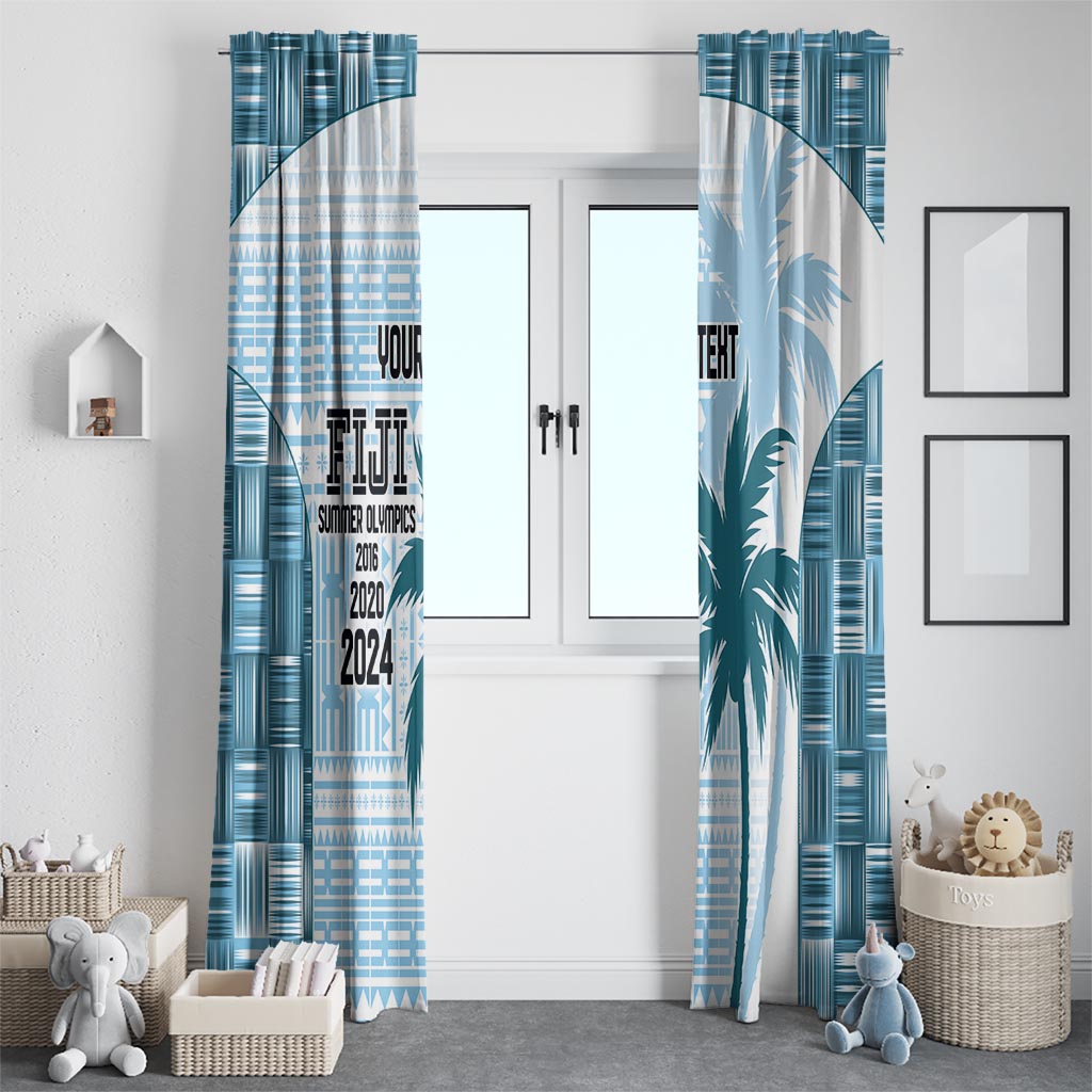 Custom Fiji Rugby Window Curtain History Champions World Cup 7s - Bllue LT9 - Polynesian Pride