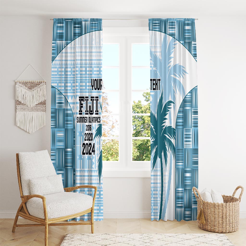 Custom Fiji Rugby Window Curtain History Champions World Cup 7s - Bllue LT9 - Polynesian Pride