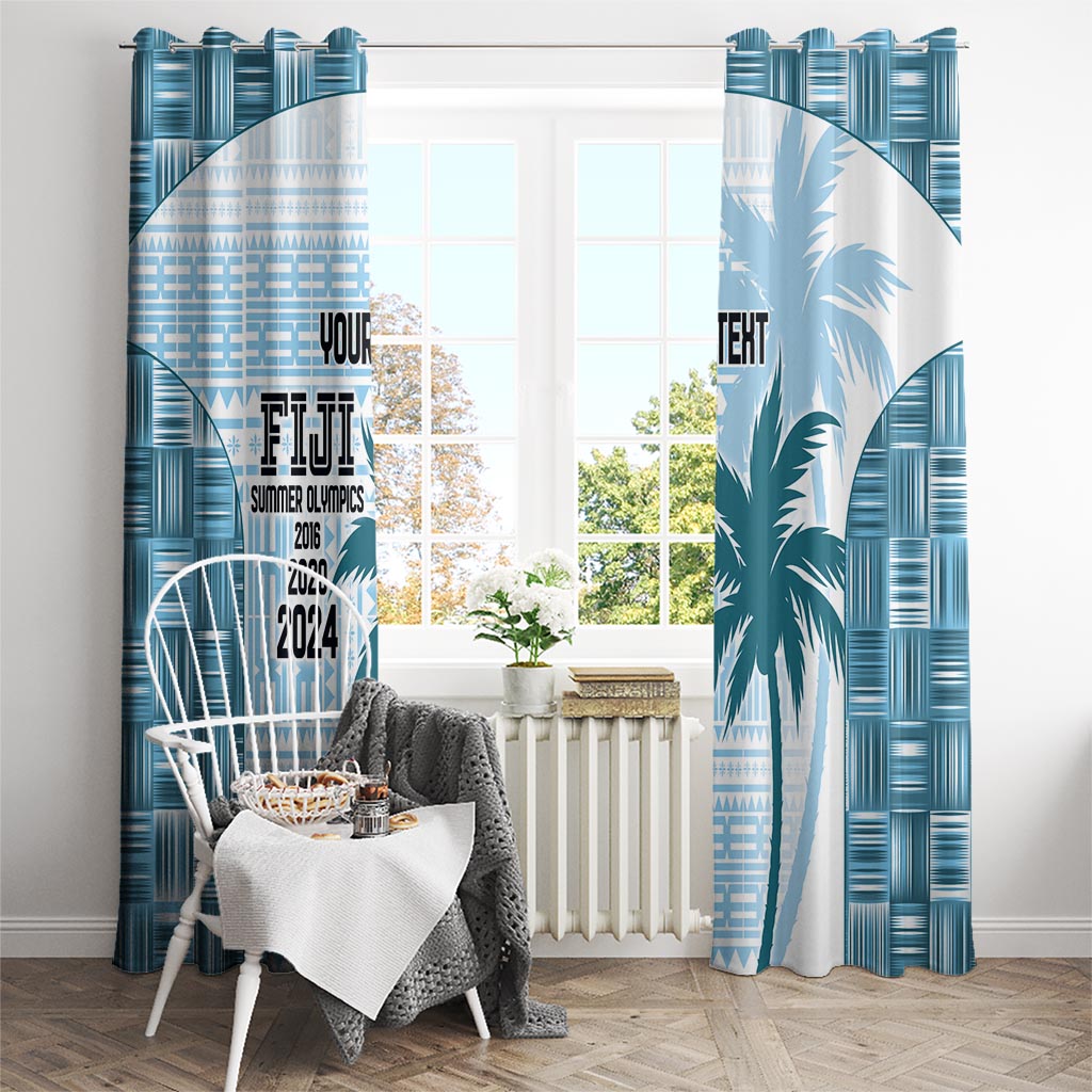 Custom Fiji Rugby Window Curtain History Champions World Cup 7s - Bllue LT9 - Polynesian Pride