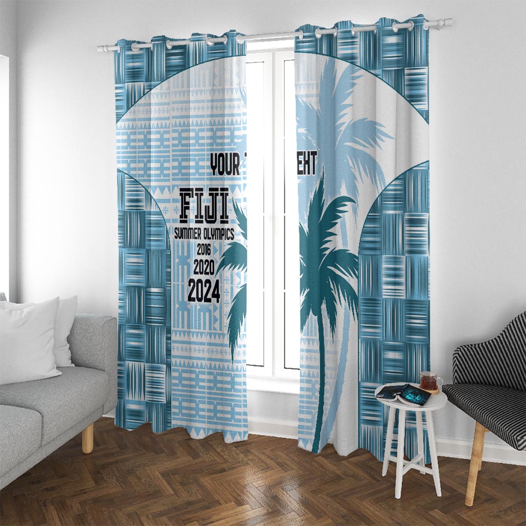 Custom Fiji Rugby Window Curtain History Champions World Cup 7s - Bllue LT9 With Grommets Blue - Polynesian Pride