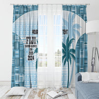 Custom Fiji Rugby Window Curtain History Champions World Cup 7s - Bllue LT9 - Polynesian Pride