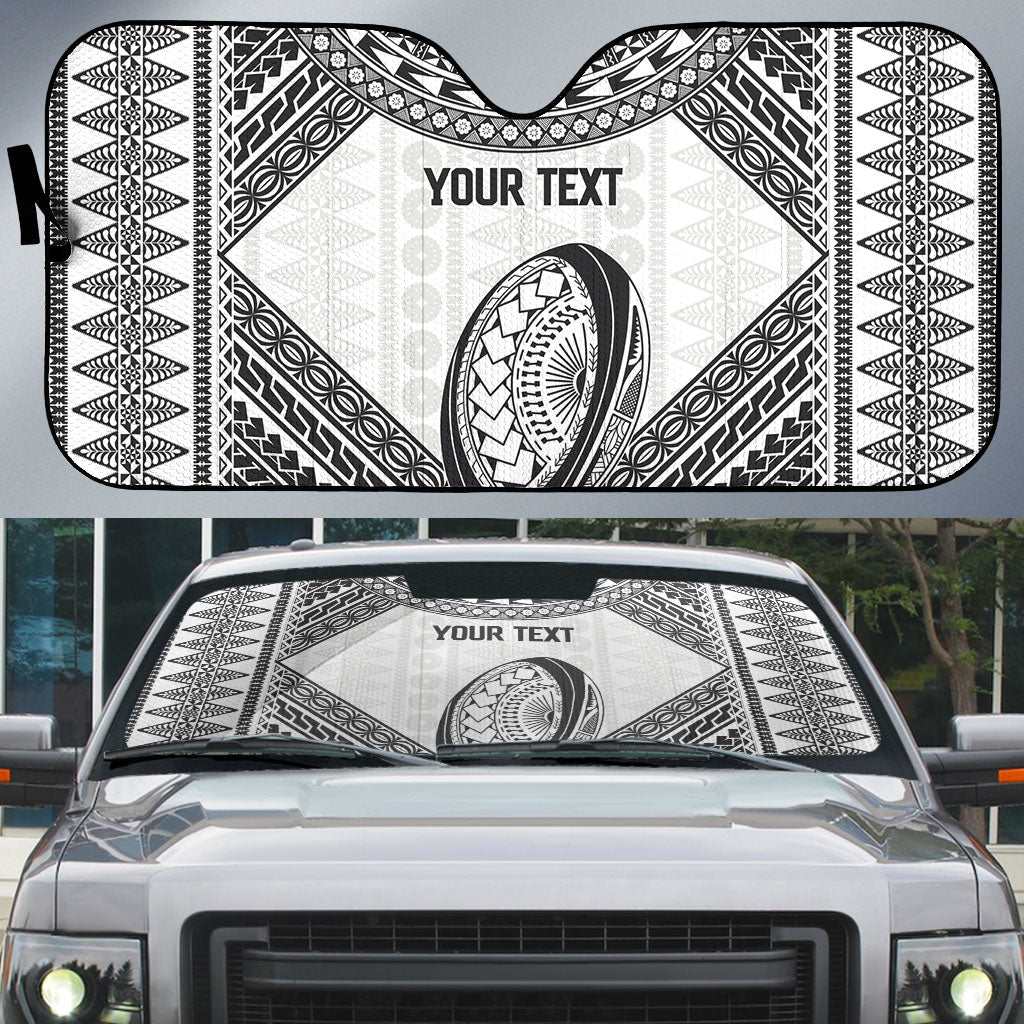 Custom Rugby Fiji National Heritage Auto Sun Shade White Traditional Masi Inspired LT9 White - Polynesian Pride