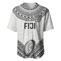 Custom Rugby Fiji National Heritage Baseball Jersey White Traditional Masi Inspired LT9 White - Polynesian Pride