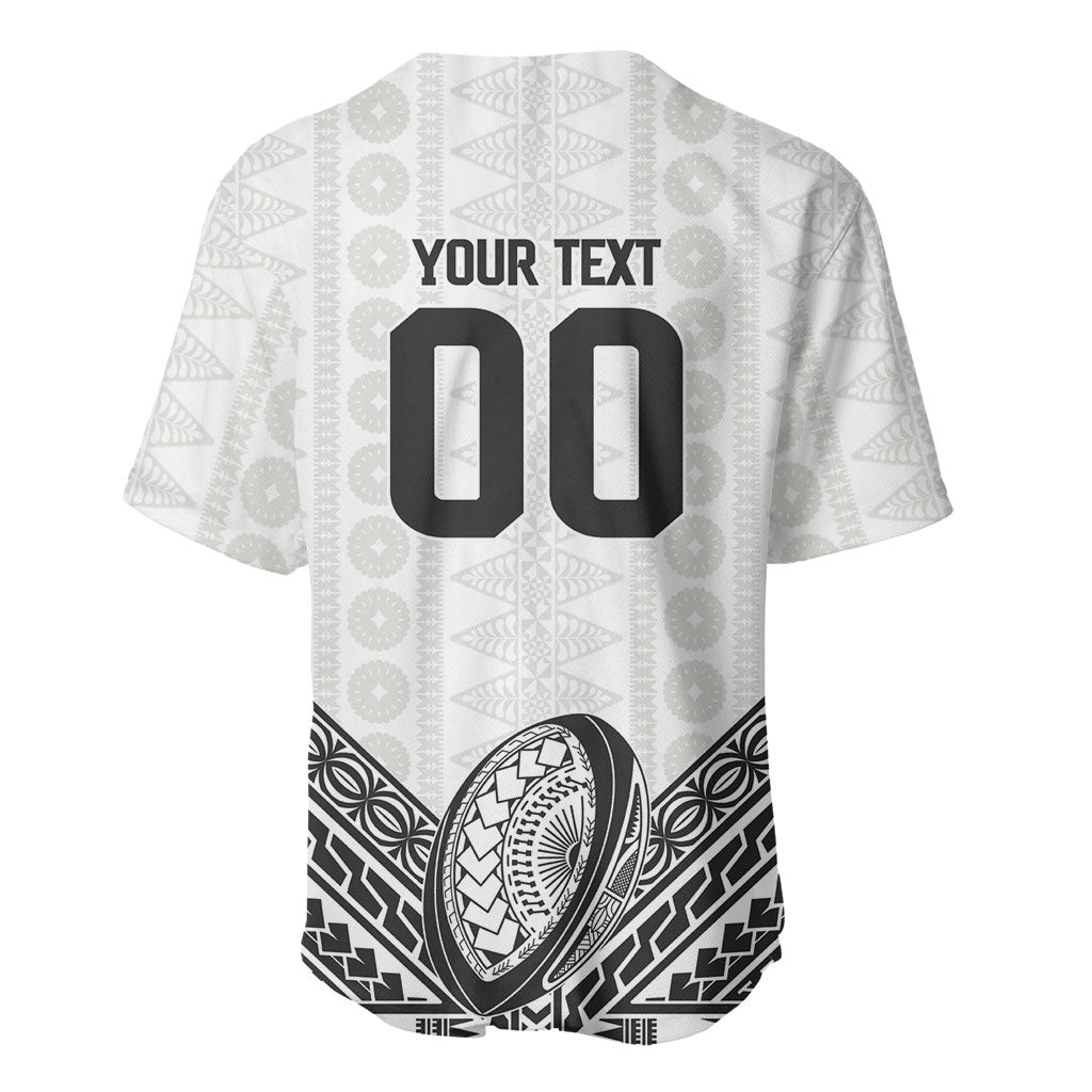 Custom Rugby Fiji National Heritage Baseball Jersey White Traditional Masi Inspired LT9 - Polynesian Pride