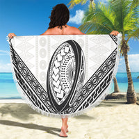 Custom Rugby Fiji National Heritage Beach Blanket White Traditional Masi Inspired LT9 - Polynesian Pride