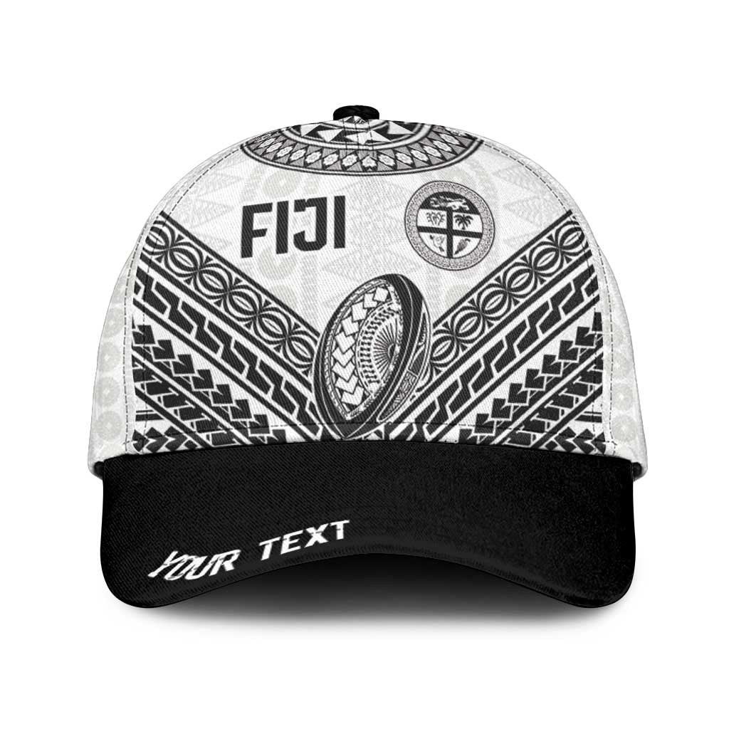 Personalised Rugby Fiji National Heritage Classic Cap White Traditional Masi Inspired LT9 Universal Fit White - Polynesian Pride