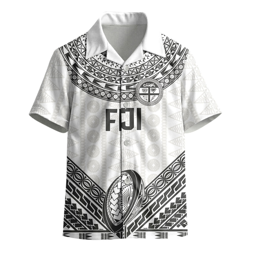 Custom Rugby Fiji National Heritage Kid Hawaiian Shirt White Traditional Masi Inspired LT9 - Polynesian Pride
