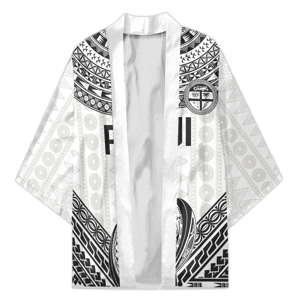 Custom Rugby Fiji National Heritage Kimono White Traditional Masi Inspired LT9 Unisex White - Polynesian Pride