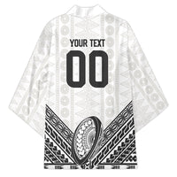 Custom Rugby Fiji National Heritage Kimono White Traditional Masi Inspired LT9 - Polynesian Pride