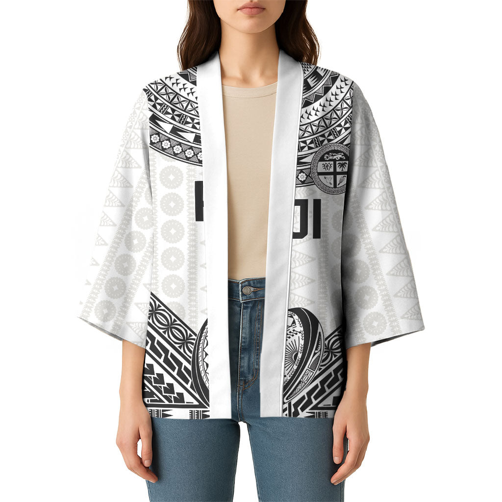 Custom Rugby Fiji National Heritage Kimono White Traditional Masi Inspired LT9 - Polynesian Pride