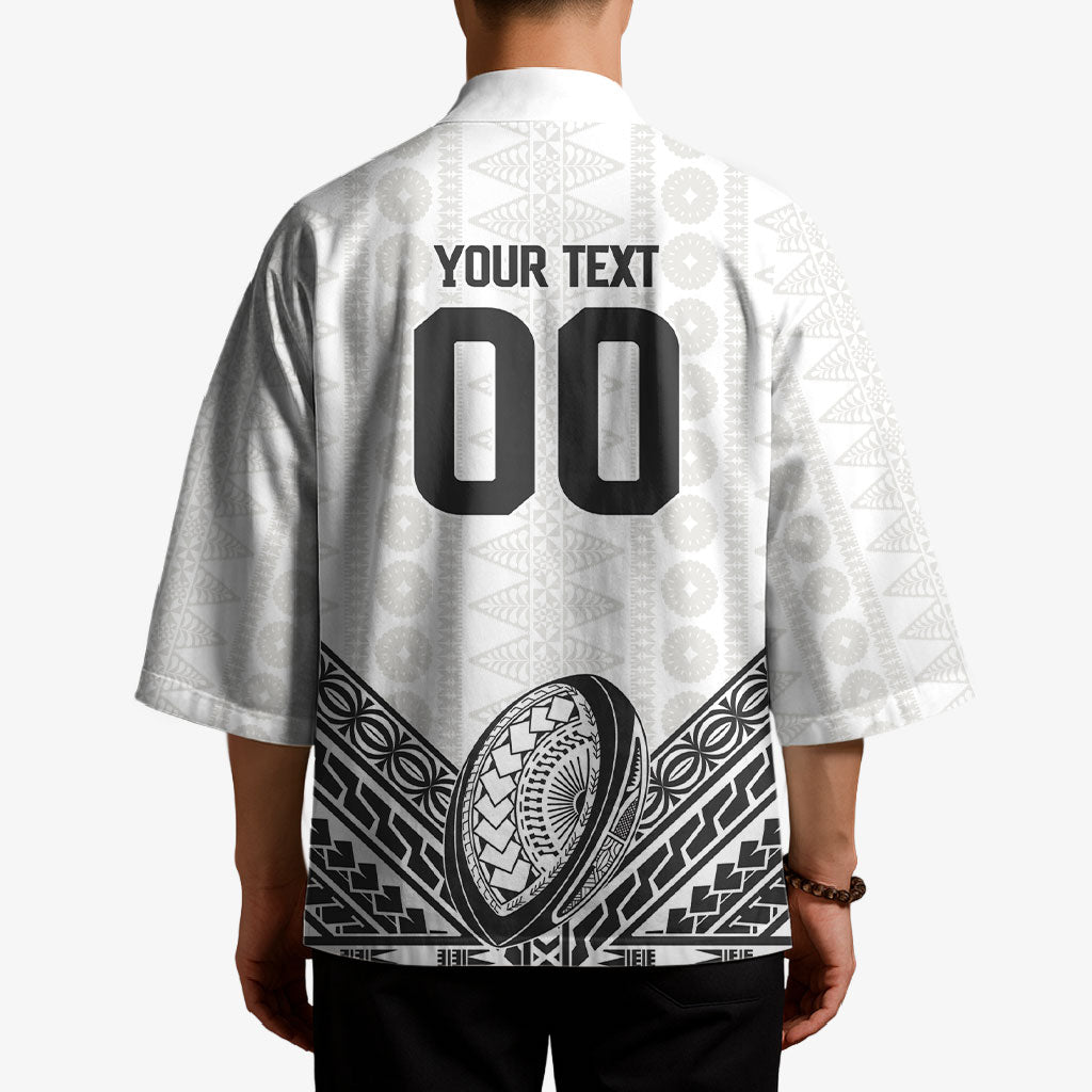 Custom Rugby Fiji National Heritage Kimono White Traditional Masi Inspired LT9 - Polynesian Pride